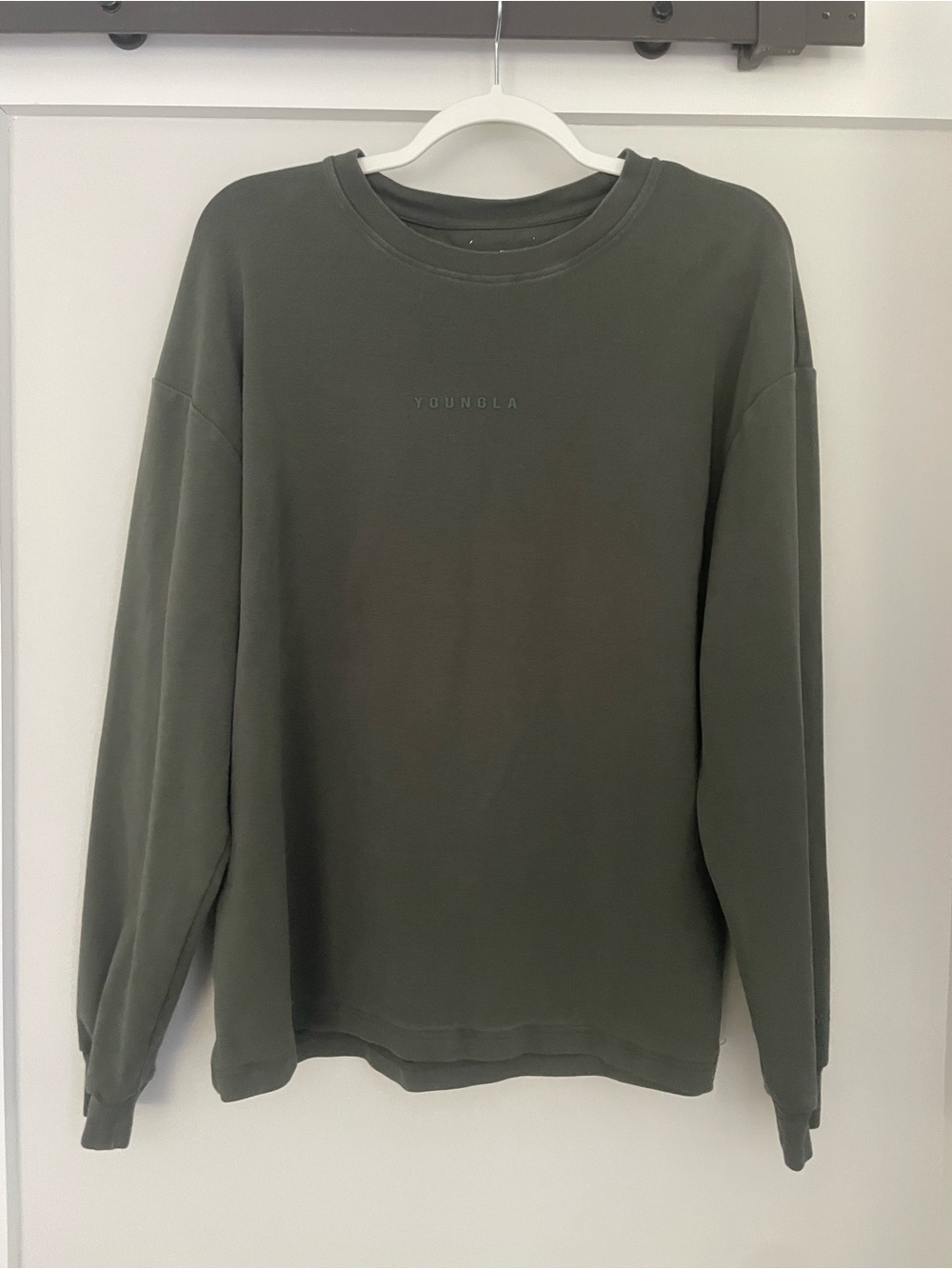 YoungLA Olive Green Crewneck Sweatshirt - Minimal Logo Pullover